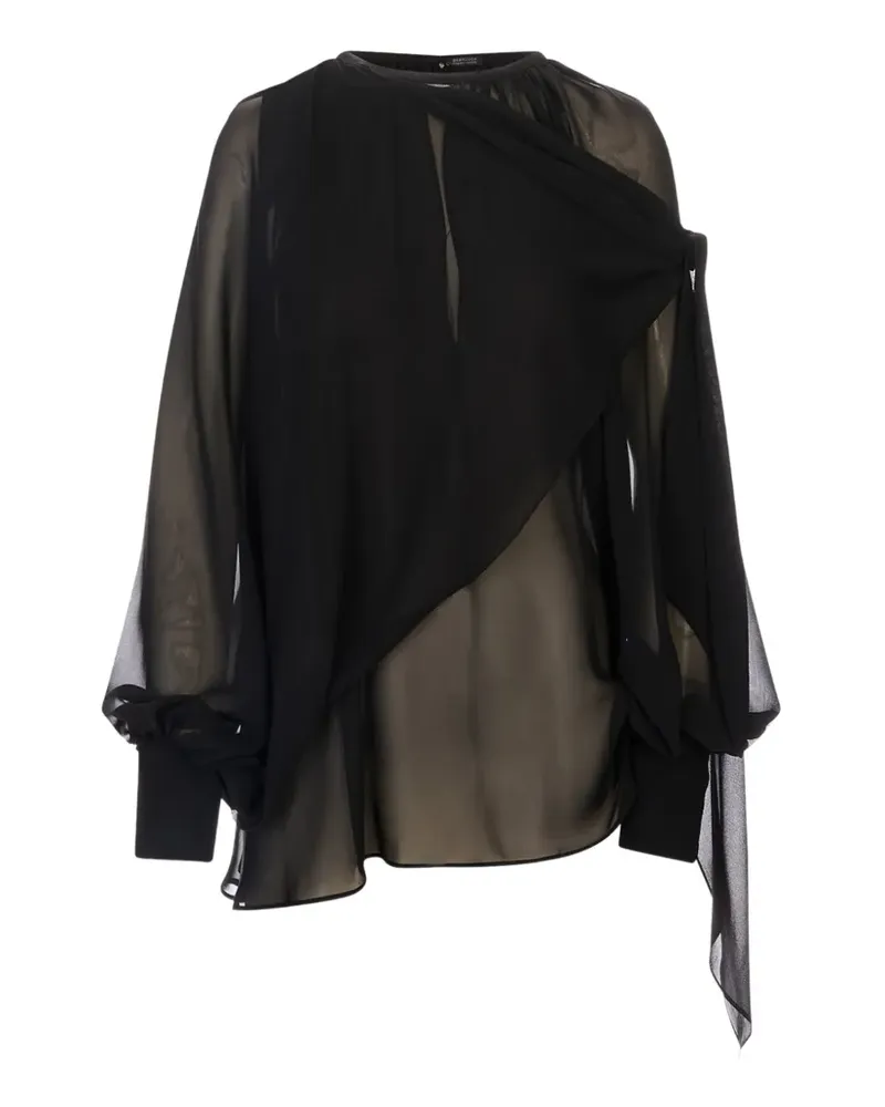 Gianluca Capannolo draped long-sleeve blouse - Schwarz Schwarz