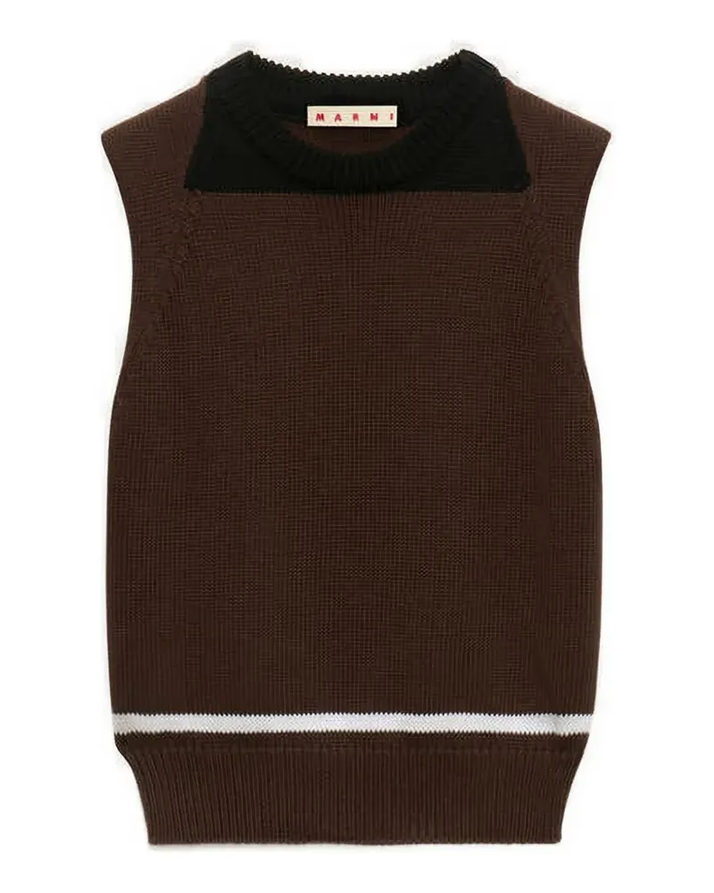 Marni Strickoberteil mit Logo-Stickerei - Braun Braun