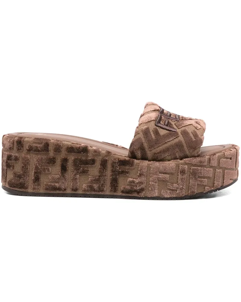 Fendi Pantoletten mit FF-Logo - Nude Nude