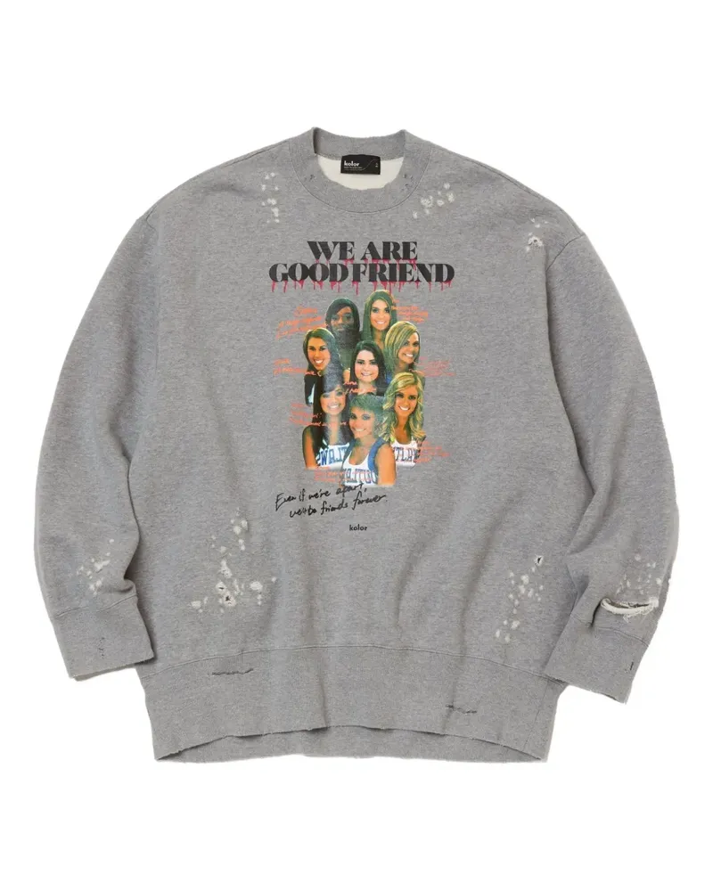 kolor Sweatshirt mit grafischem Print - Grau Grau