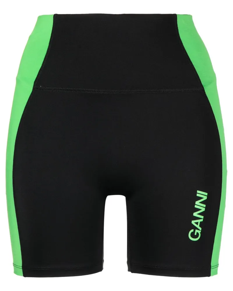 Ganni Radlerhose mit hohem Bund - Schwarz Schwarz