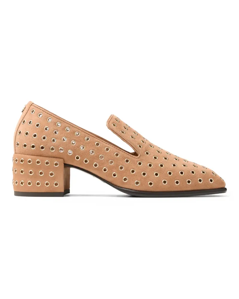 Jimmy Choo Eliot metal-eyelet heeled loafers - Nude Nude