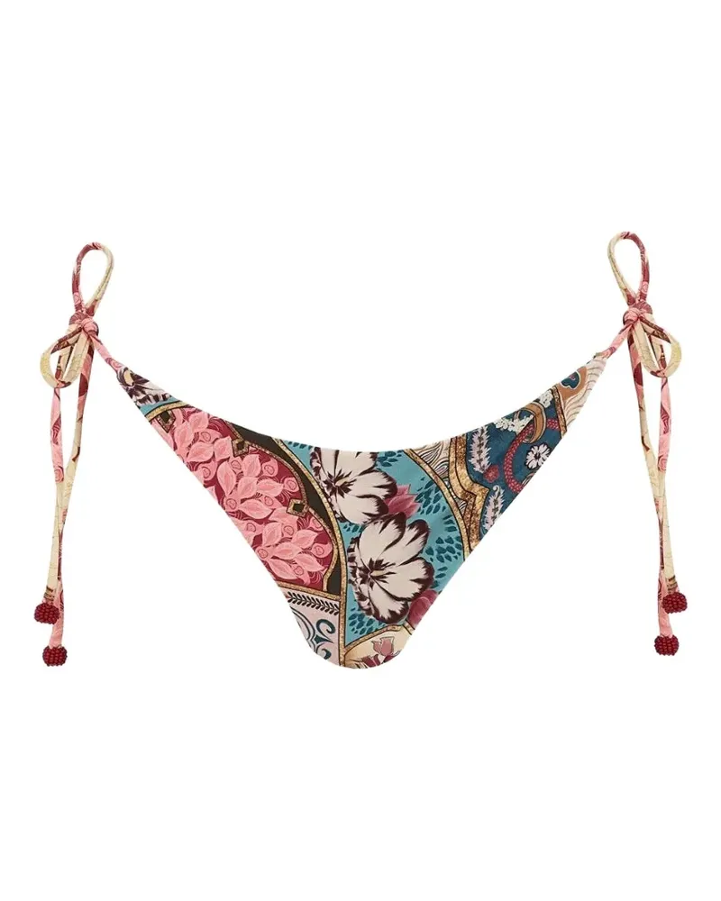 AGUA BENDITA Tammy floral-print side-tie bikini bottoms - Nude Nude