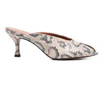 Sandalen mit Schlangenmuster - Nude
