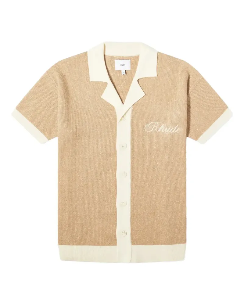 RHUDE Gestricktes Hemd mit Kontrastdetail - Nude Nude