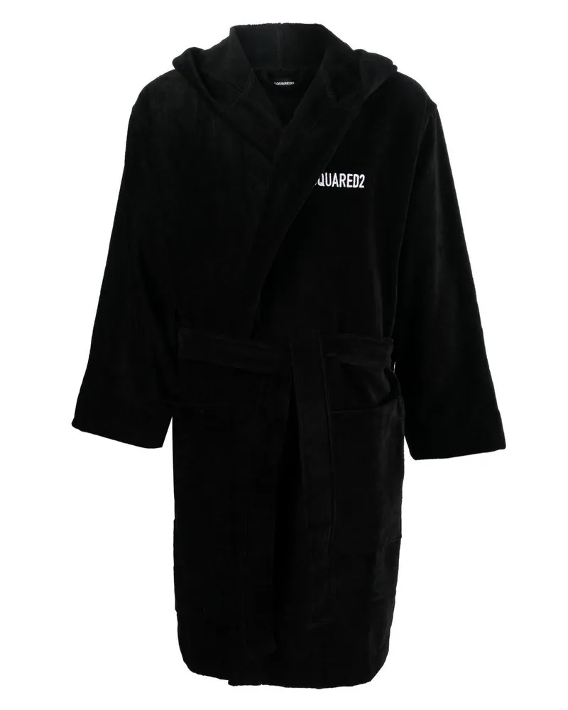 Dsquared2 Bademantel mit Kapuze - Schwarz Schwarz