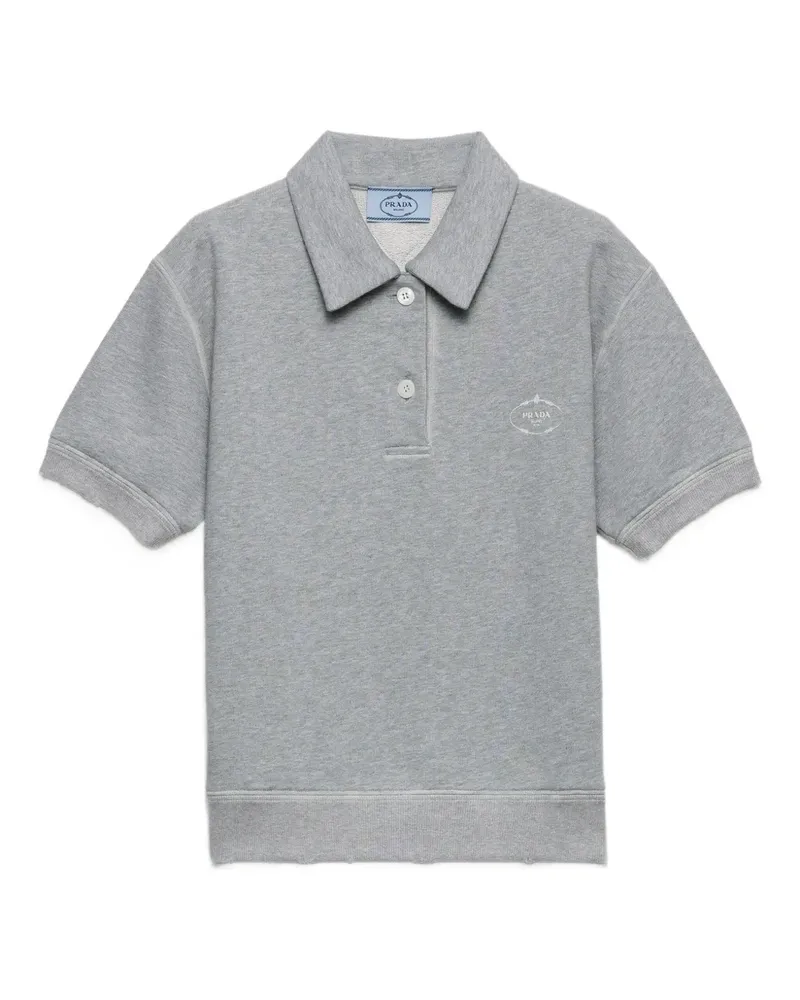 Prada Geripptes Poloshirt mit Logo - Grau Grau