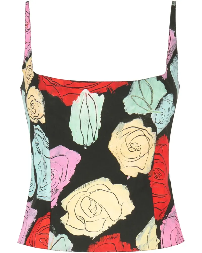 Marni Spaghettitop mit Blumen-Print - Schwarz Schwarz