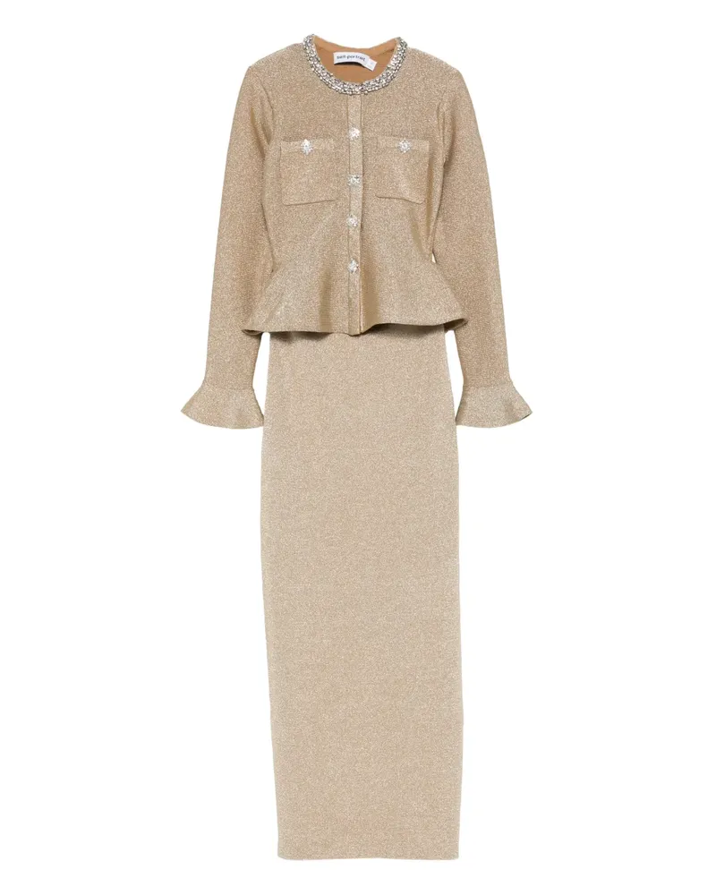 Self-Portrait Verziertes Midikleid - Gold Gold