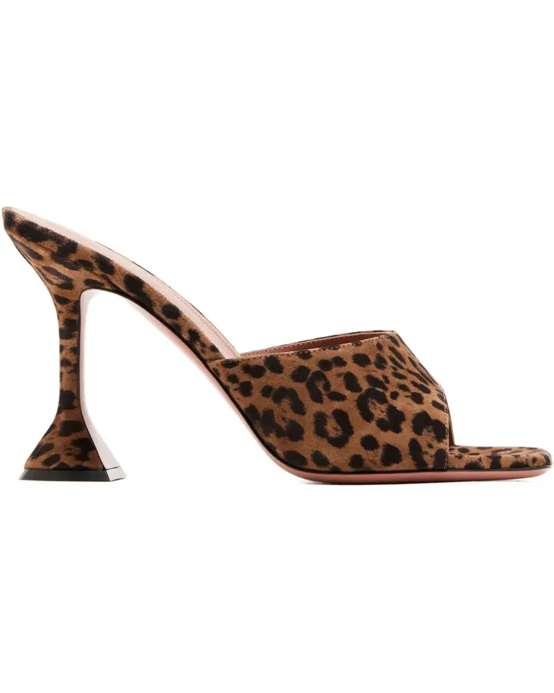 Amina Muaddi 95mm leopard-print heeled sandals - Braun Braun