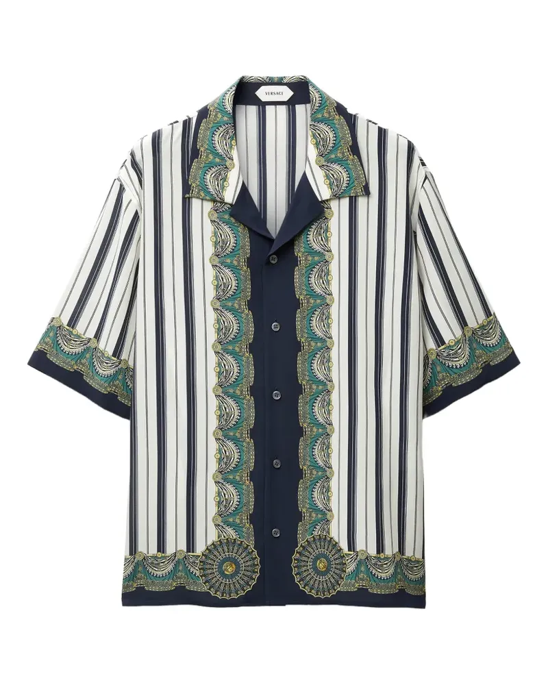 Versace Seidenhemd mit Print - Weiß Weiß