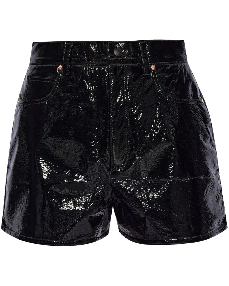 Casablanca Paris Shorts aus Faux-Leder Schwarz