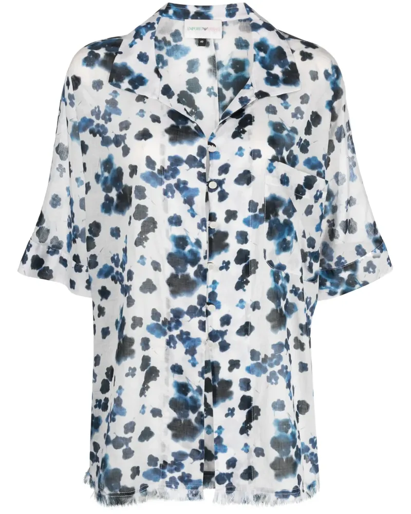 Emporio Armani Hemd mit abstraktem Print - Blau Blau