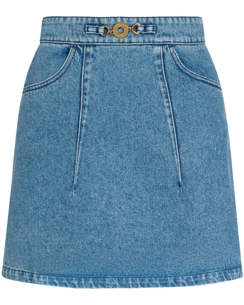 Patou Kurzer A-Linien-Rock aus Denim - Blau Blau