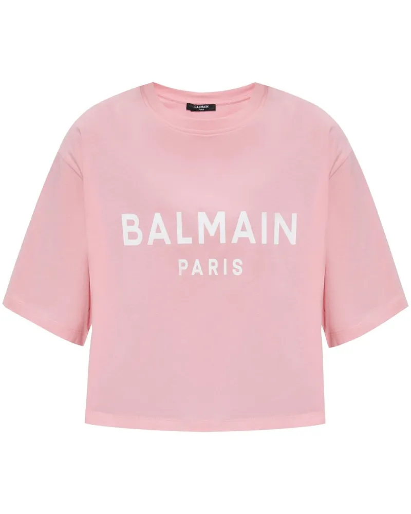 Balmain T-Shirt mit Logo-Print - Rosa Rosa
