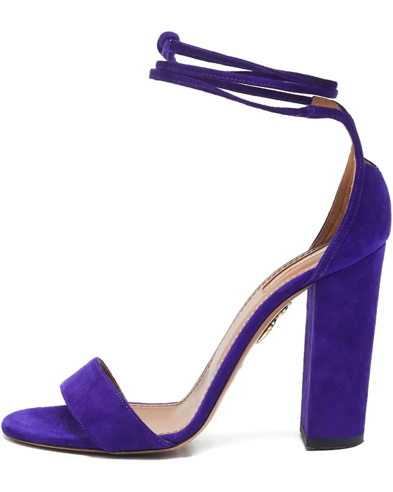 Aquazzura 2024 Wildleder-Sandalen mit Blockabsatz 110mm - Violett Violett