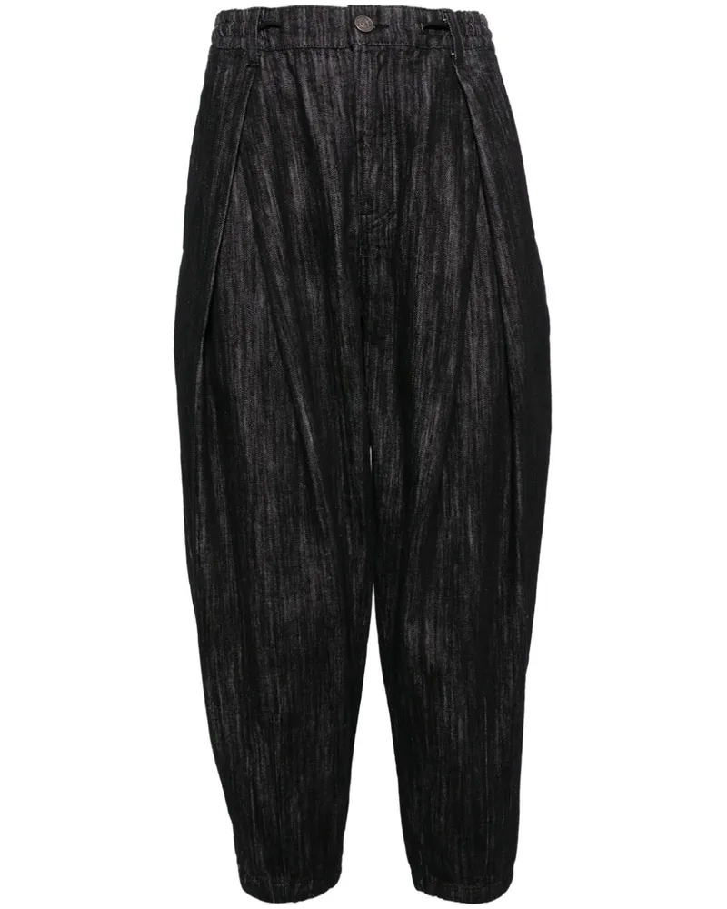 SONGZIO Cross Tuck Carrot Jeans - Schwarz Schwarz