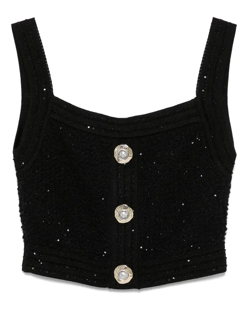 Balmain Strukturiertes Cropped-Oberteil - Schwarz Schwarz