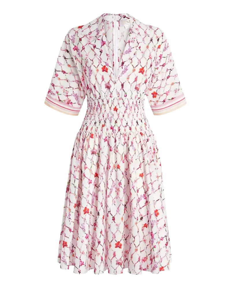 Genny floral V-neck mini dress - Weiß Weiß