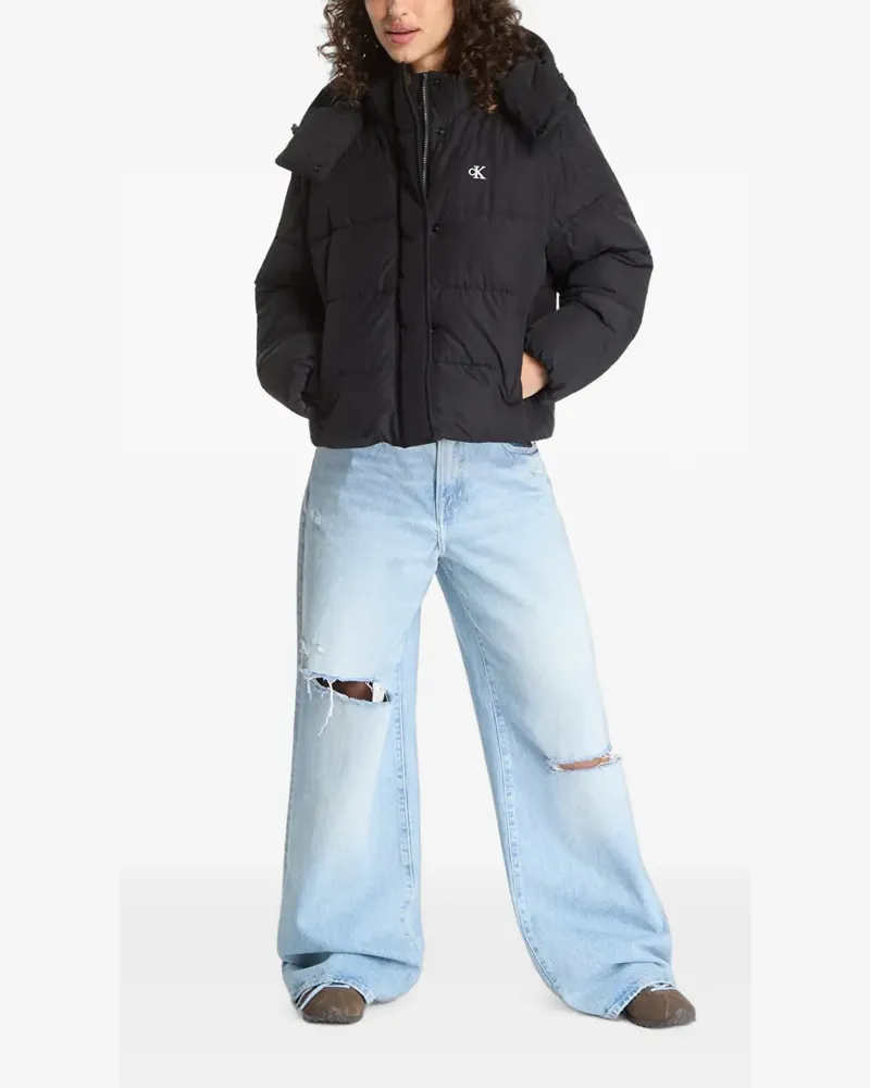 Calvin Klein Gesteppte Kapuzenjacke - Schwarz Schwarz