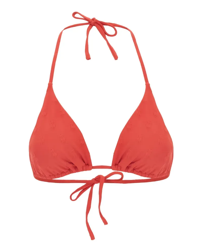 Ralph Lauren logo-jacquard triangle bikini top - Rot Rot