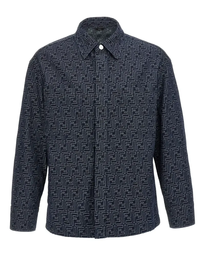 Fendi Hemdjacke mit Monogrammmuster - Blau Blau