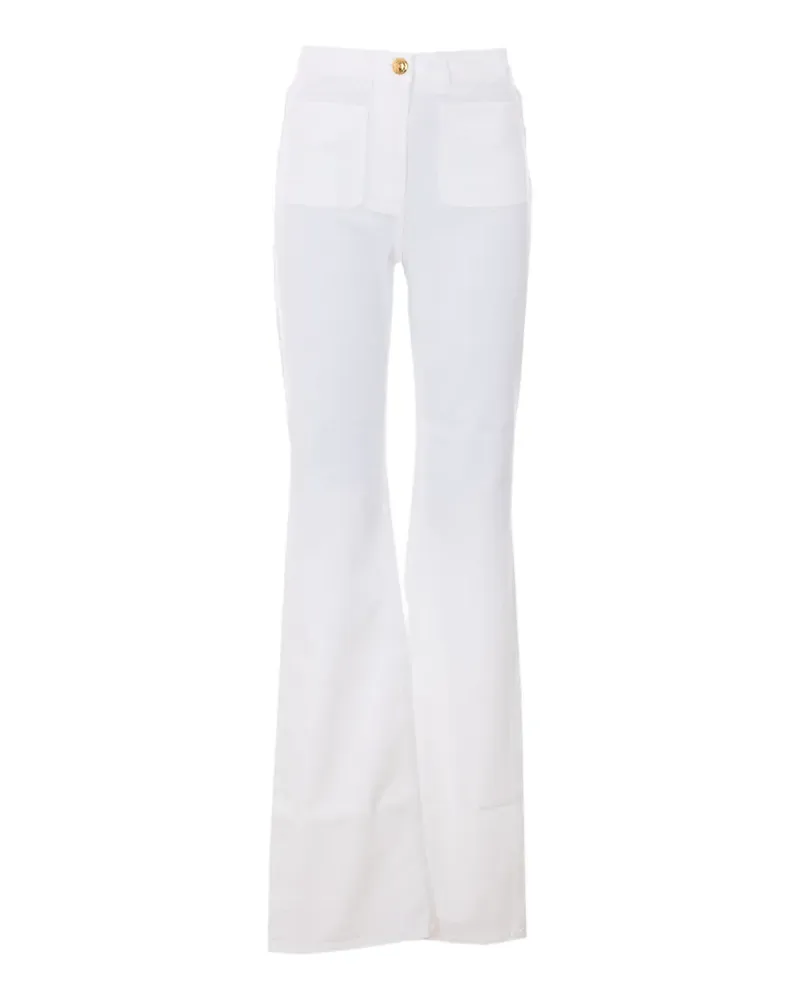 Elisabetta Franchi logo-button trousers - Weiß Weiß