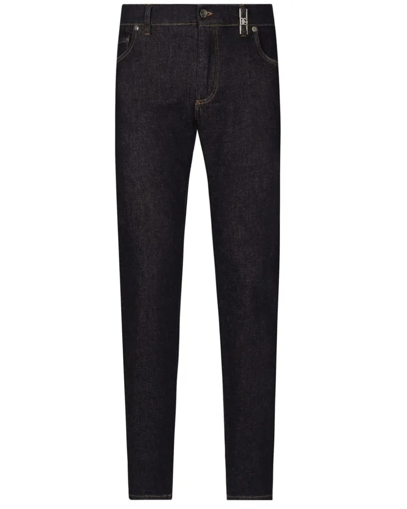 Dolce & Gabbana Slim-Fit-Jeans mit Logo-Schild - Blau Blau