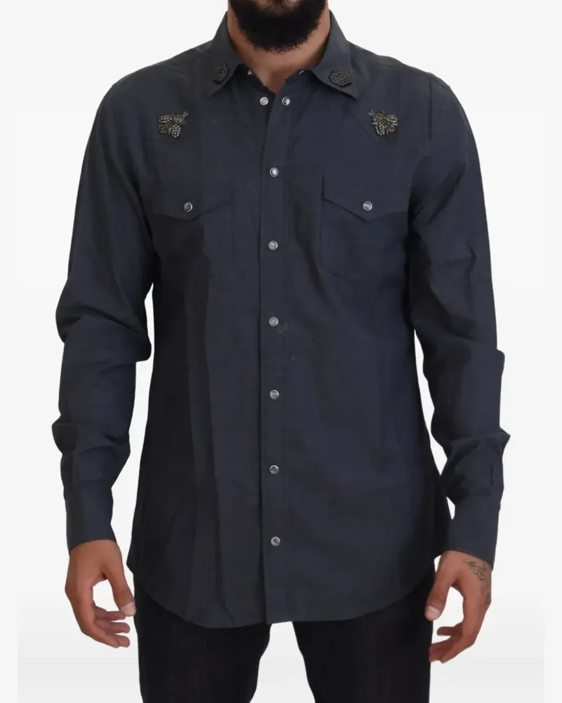 Dolce & Gabbana Hemd mit Kristallen - Blau Blau
