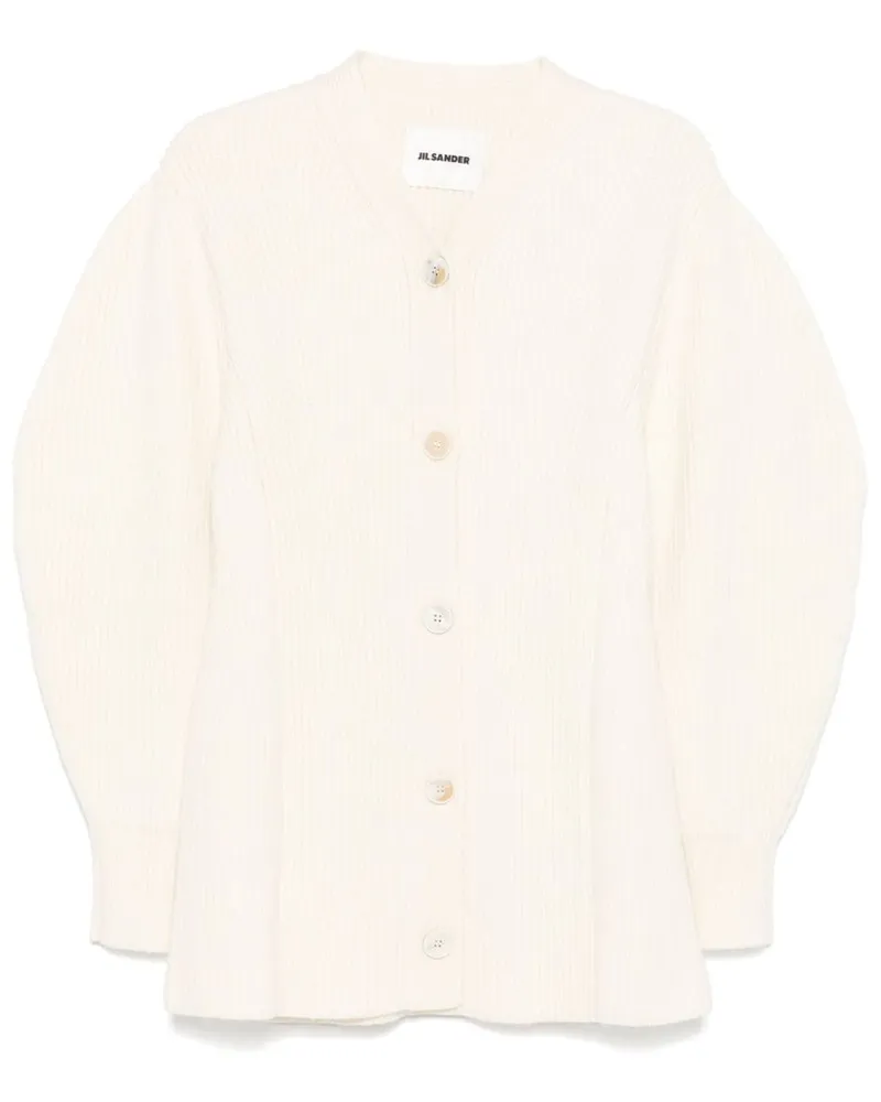 Jil Sander Gerippter Cardigan - Weiß Weiß