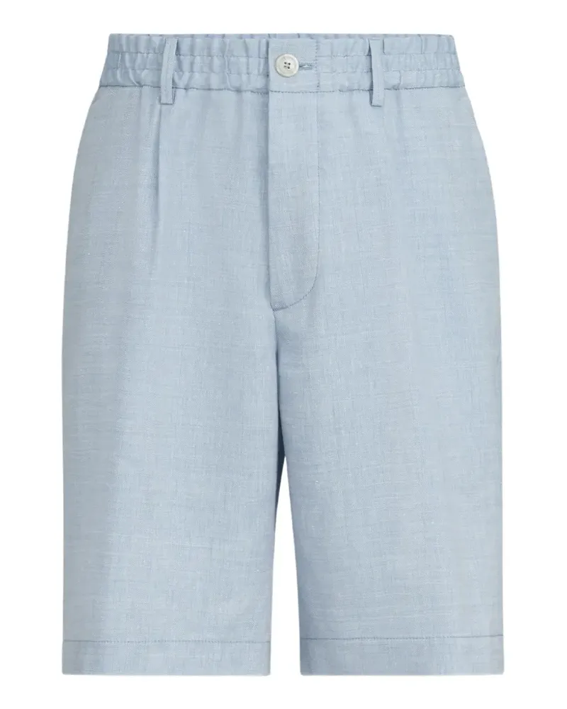 Brunello Cucinelli Chevron Bermudas aus Leinen und Schurwolle - Blau Blau