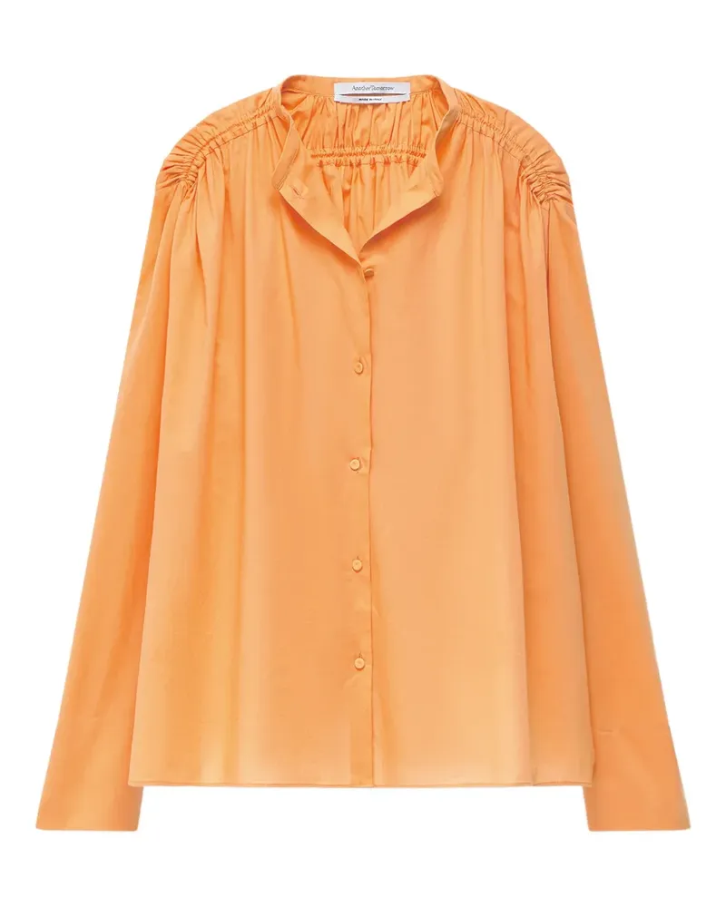 Another Tomorrow Bluse mit Raffungen - Orange Orange