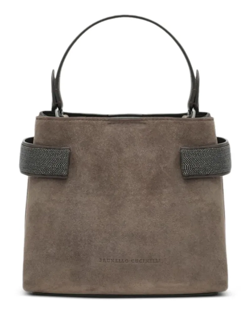Brunello Cucinelli small Essence strap suede tote bag - Braun Braun