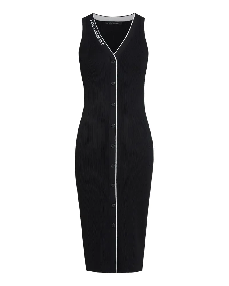 Karl Lagerfeld Geknöpftes Midikleid mit Logo-Detail - Schwarz Schwarz