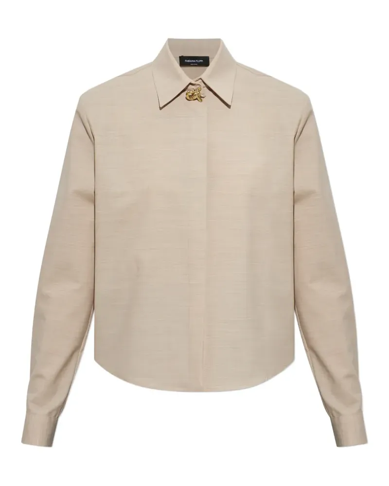 Fabiana Filippi Boxy knot-detail long-sleeve shirt - Nude Nude
