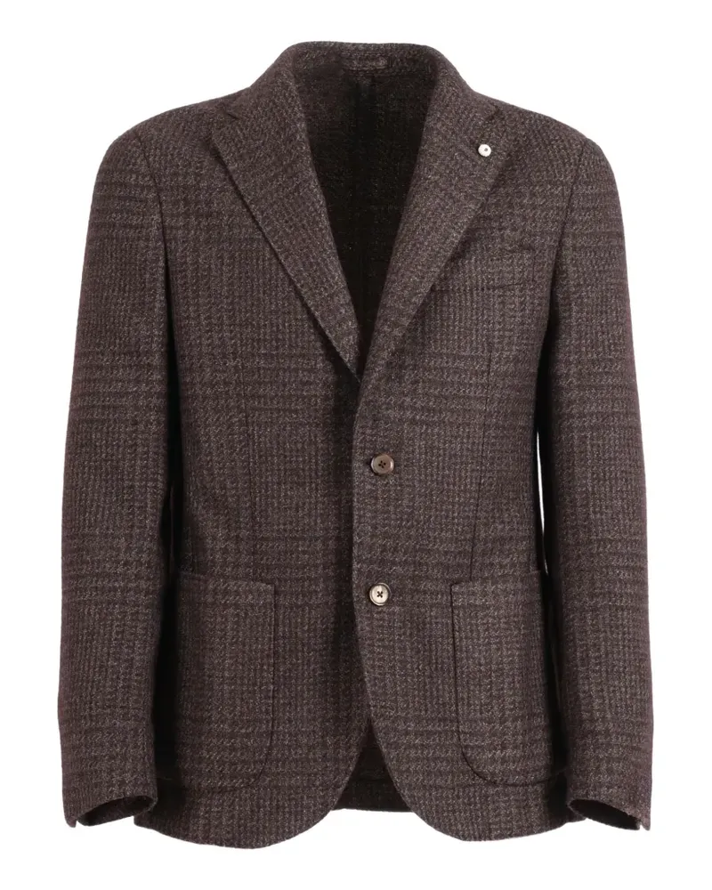 Luigi Bianchi Mantova checked single-breasted blazer - Braun Braun