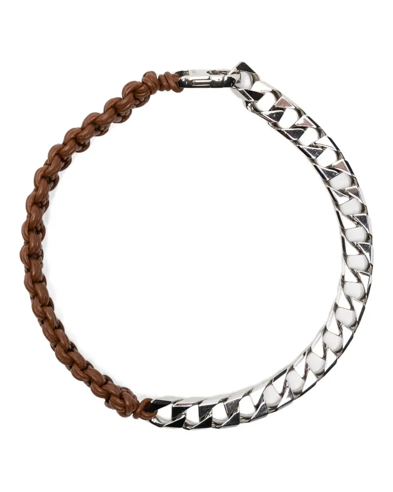 PLAN C braided leather curb-link necklace - Silber Silber