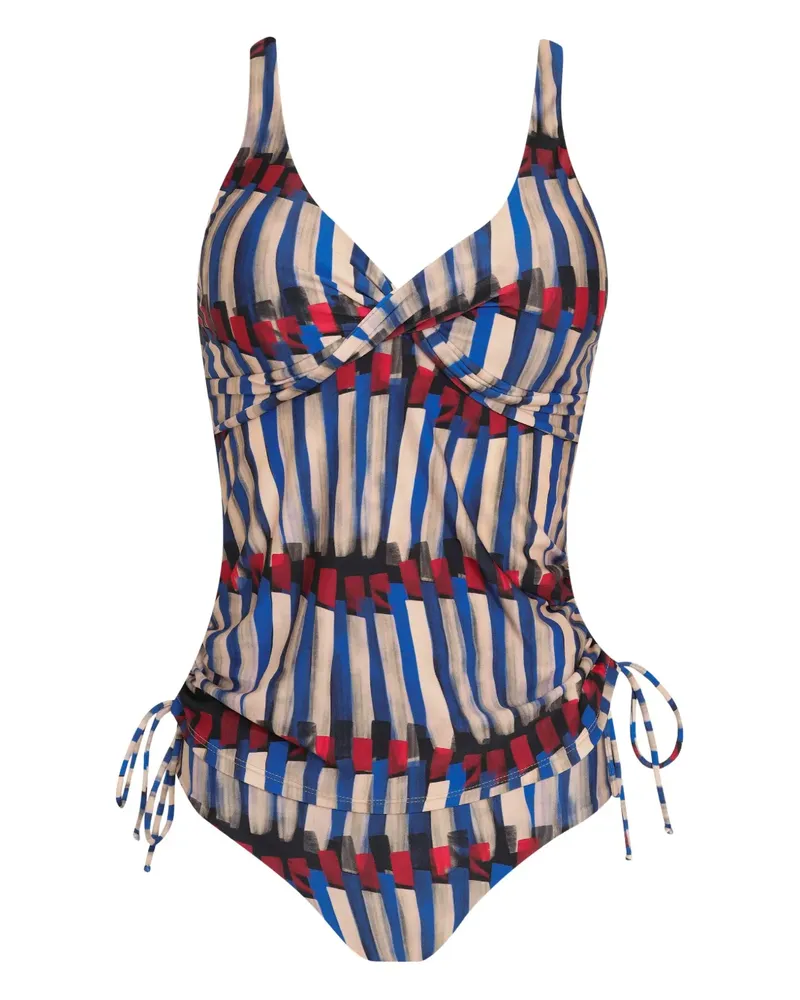 Lygia & Nanny Gestreifter Tankini mit Krawatte - Blau Blau