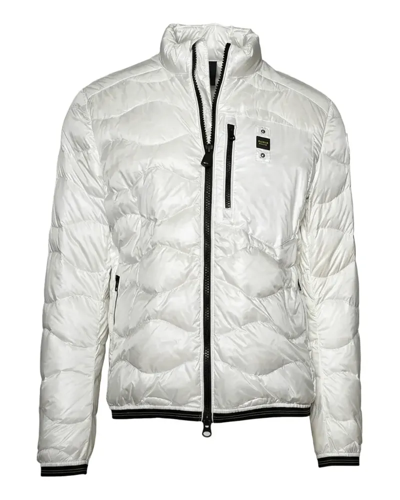 Blauer Gesteppte Jacke - Weiß Weiß