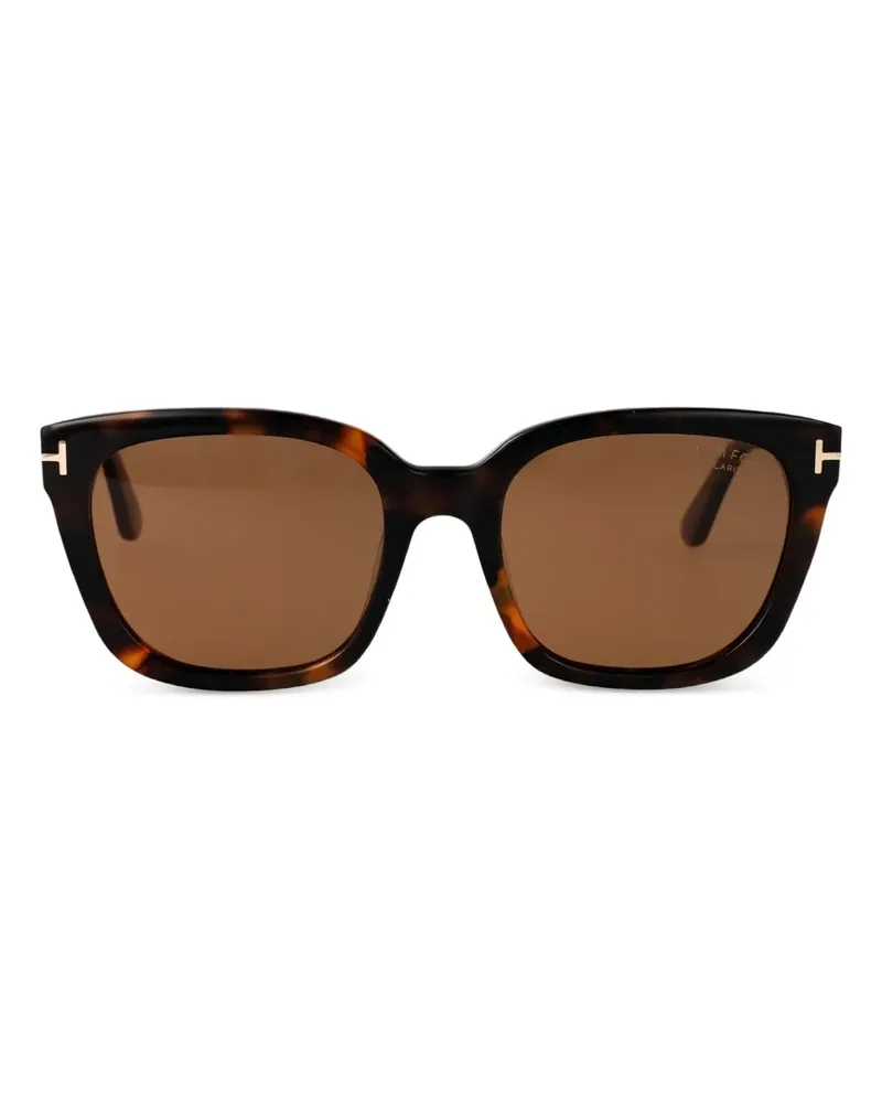 Tom Ford Eckige Sonnenbrille in Schildpattoptik - Braun Braun