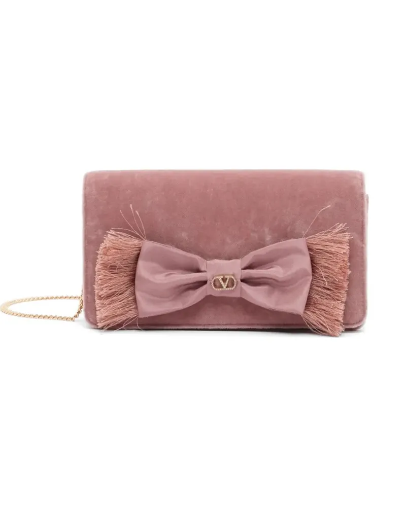 Valentino Garavani VLogo Signature bow-detail clutch bag - Rosa Rosa