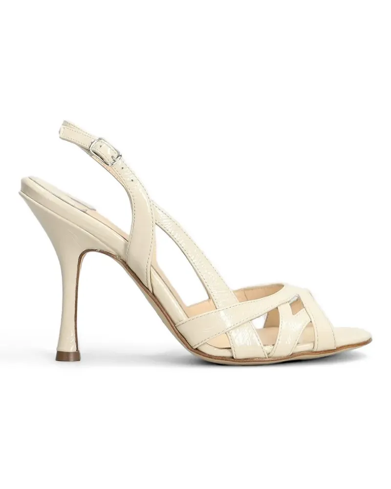 Anna F. patent-finish slingback sandals - Nude Nude