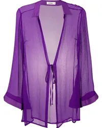 Amir Slama Seidenbluse mit Knitteroptik Violett