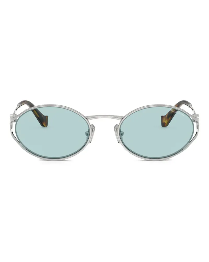 Miu Miu Sonnenbrille mit ovalem Gestell - Silber Silber