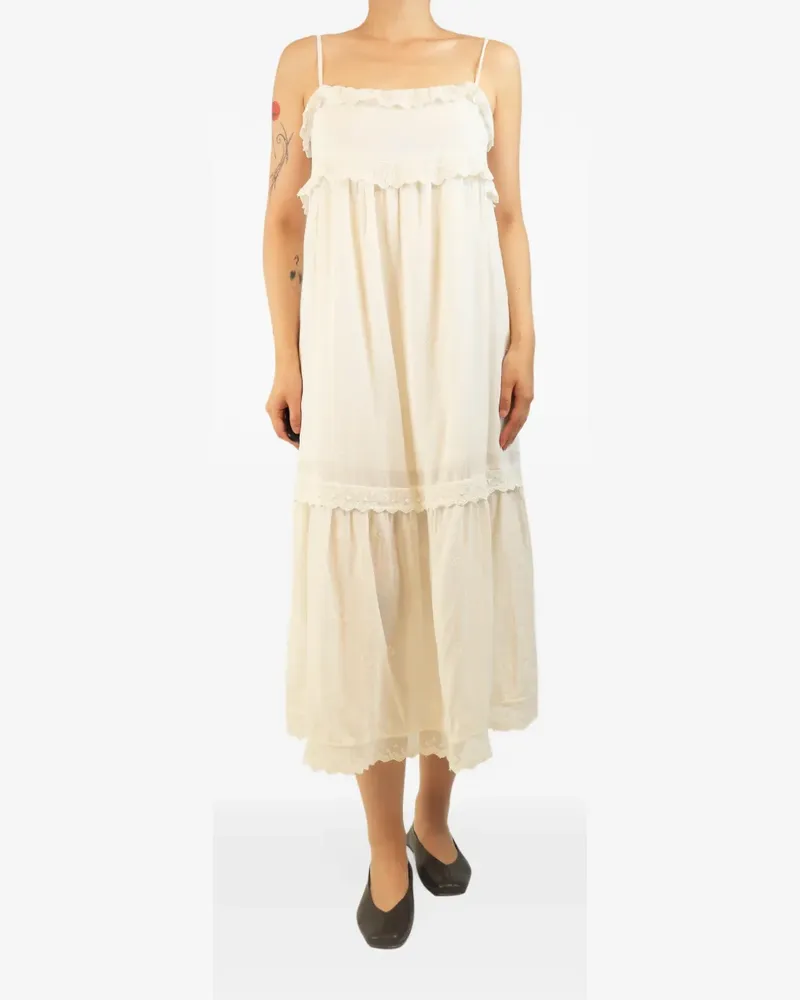 ba&sh embroidered tiered midi dress - Nude Nude