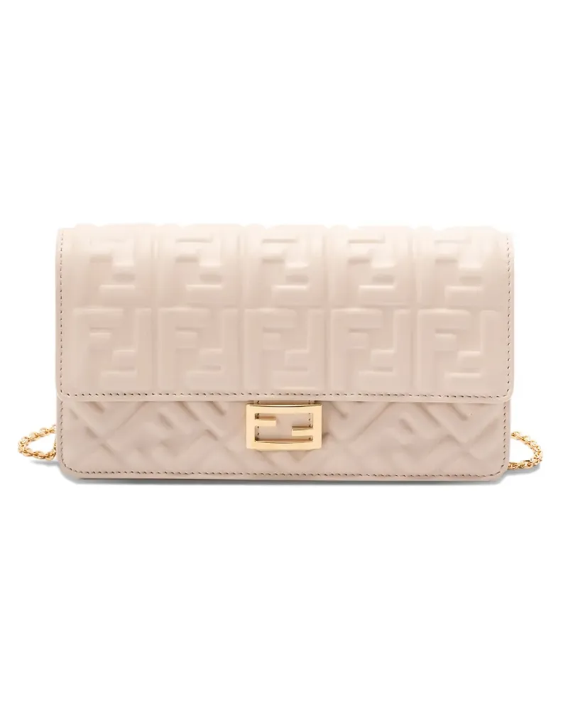 Fendi Baguette Clutch mit Kettenriemen - Weiß Weiß