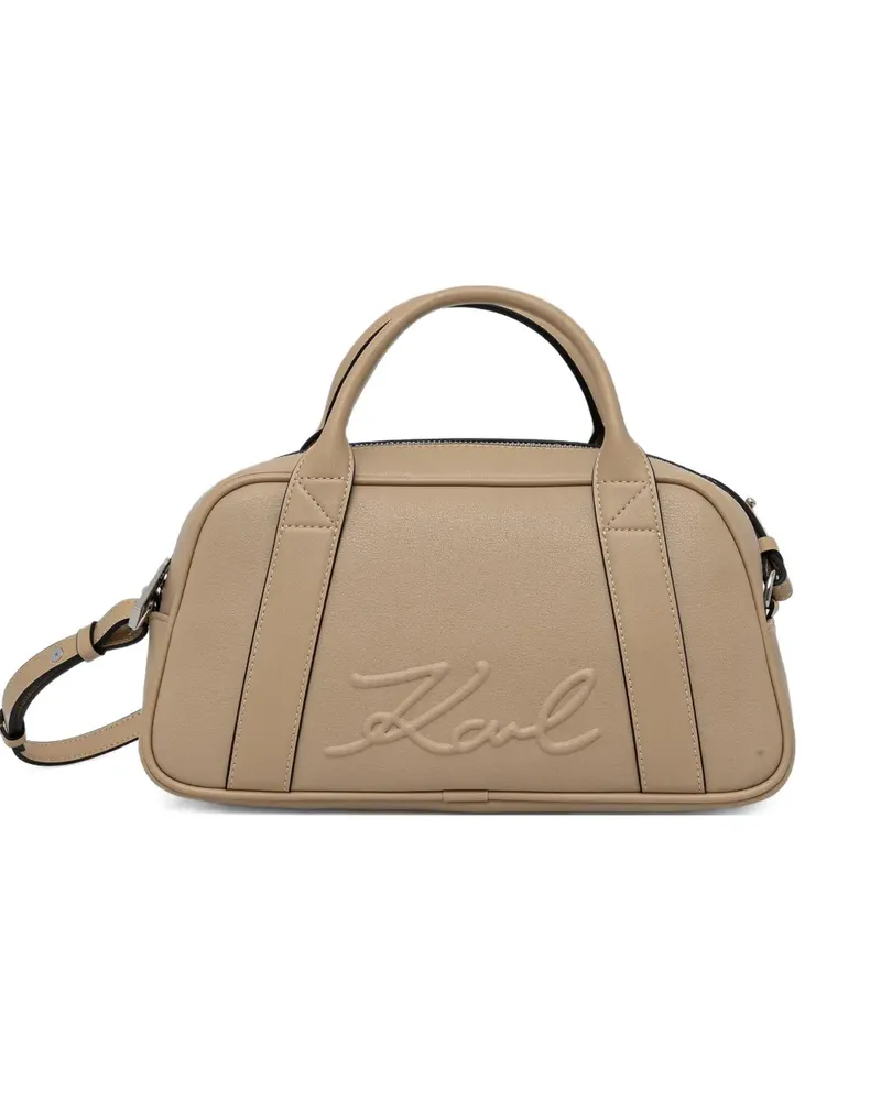 Karl Lagerfeld embossed top-handle cross body bag - Nude Nude