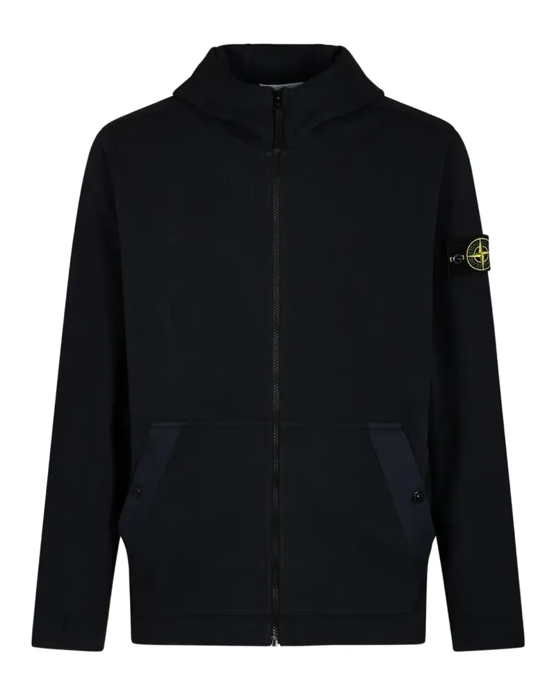 Stone Island Kapuzenjacke mit Logo-Patch - Blau Blau