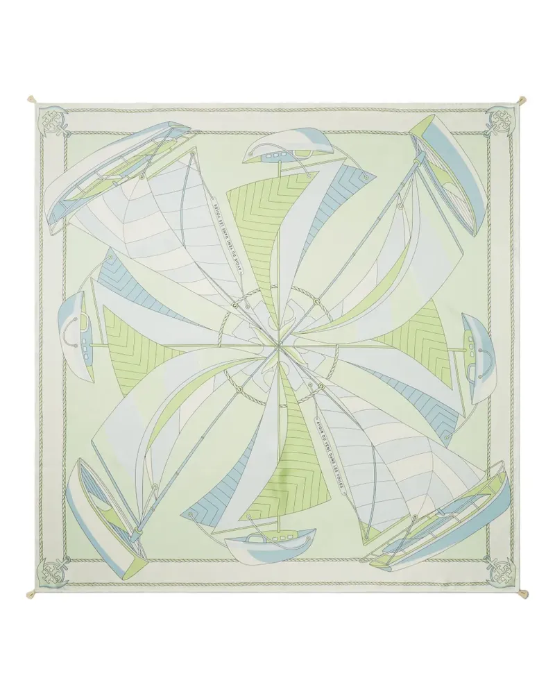Tory Burch Seidenschal mit Segelboot-Print - Grün Grün