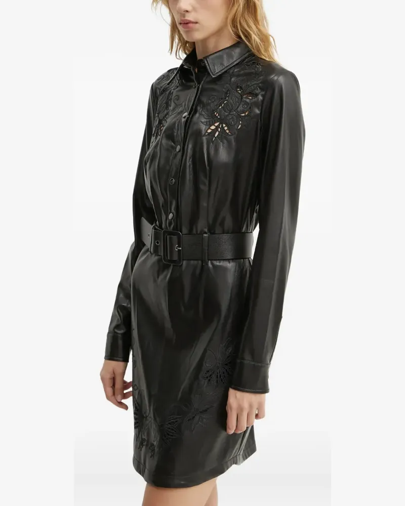 Guess floral cut-out belted mini dress - Schwarz Schwarz